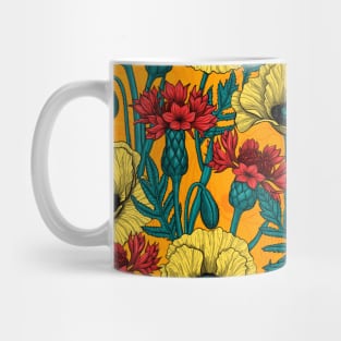 Yellow poppies and red cornflowers Mug